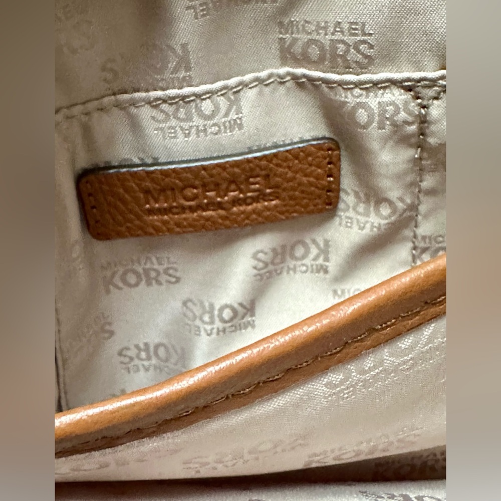 NEW MICHAEL Michael Kors Fulton Brown Crossbody Pebble Leather Chain Bag - Picture 9 of 10